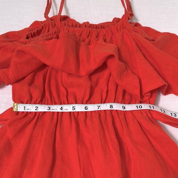 Faithfull The Brand Ruffled Linen Dress Size 6 - Picture 8 of 11